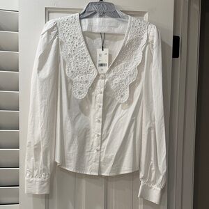 Chic White Lace Women's Blouse